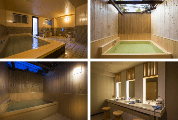 The rare Cypress Open-air Bath in the hotels of Hakuba Tsugaike