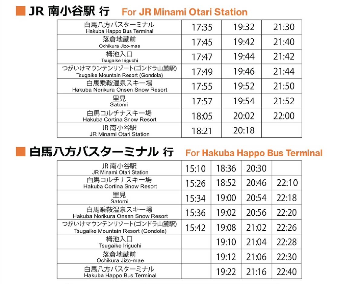 Konayuki Time Table